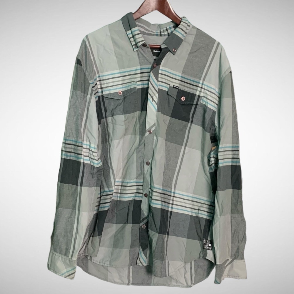 Vans Flannel Mens 2XL Grey Plaid Long Sleeve Button Up Pre Owned Chest Pocket